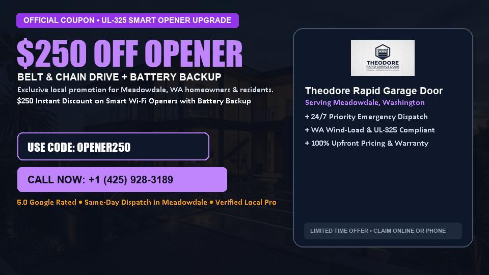 $250 OFF Smart Wi-Fi Garage Door Opener Installation in Meadowdale, WA - Theodore Rapid Garage Door