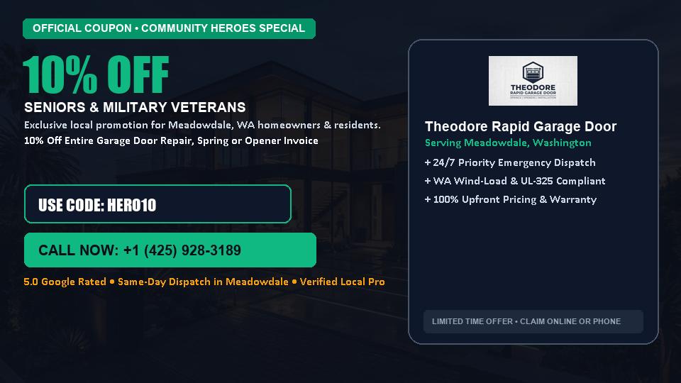 10% OFF Senior, Military & First Responder Discount in Meadowdale, WA - Theodore Rapid Garage Door