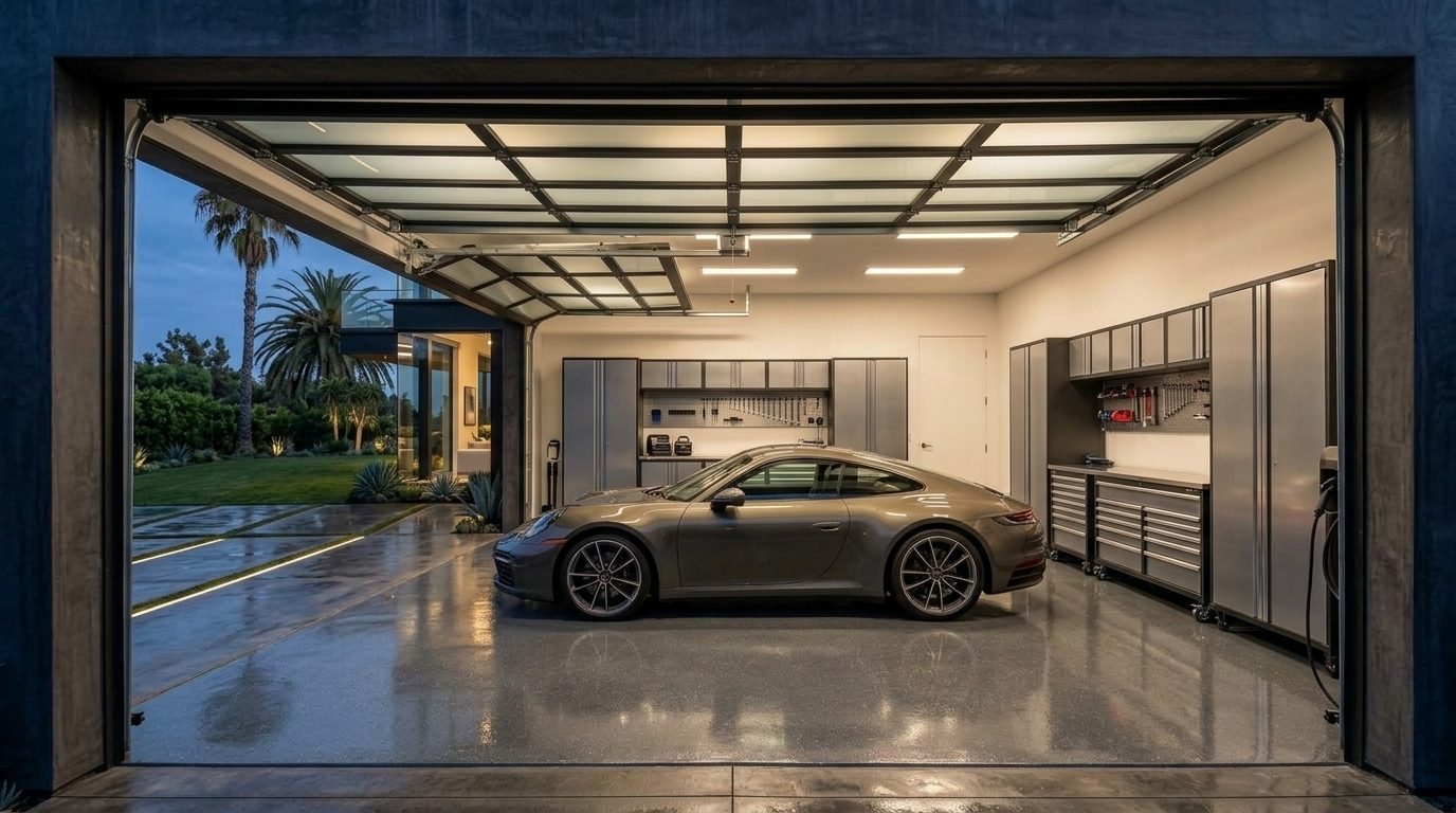 Theodore Rapid Garage Door Interior View of Custom Garage Door Overhead and Workshop
